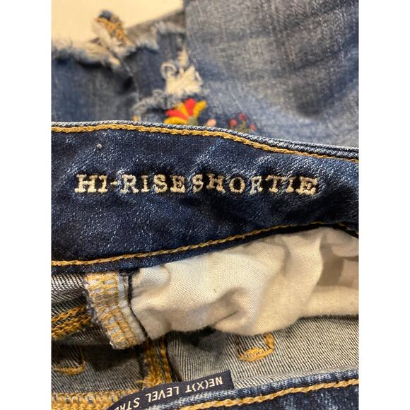 American Eagle Jean Shorts Womens 6 Blue High Rise Shortie Cut Off Boho Hippie - Picture 6 of 11